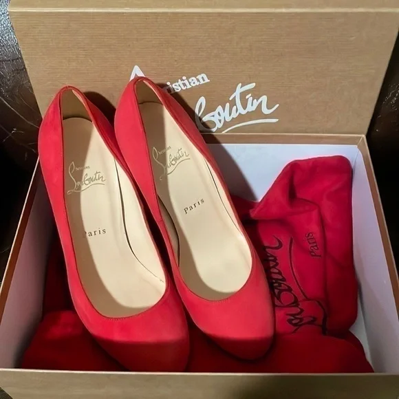Christian Louboutin Simple pump no platform, 38.5 tender Coral Veau Velour suede - Picture 2 of 10